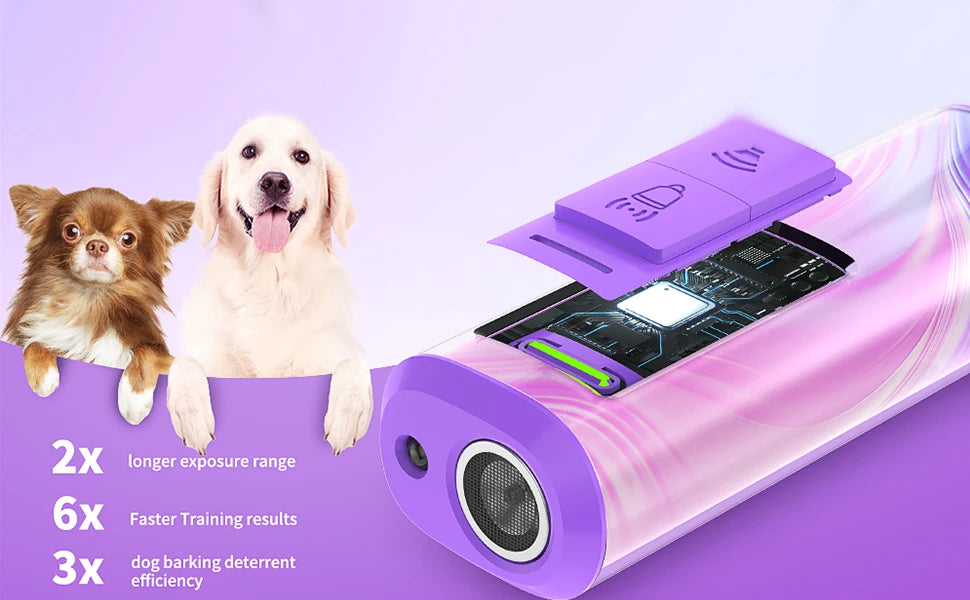2025 Dog Ultrasonic Repeller Release Pet Training Rechargeable Anti Dog Bark Bite PortableDevice LED Flashlight Dog Repellent
