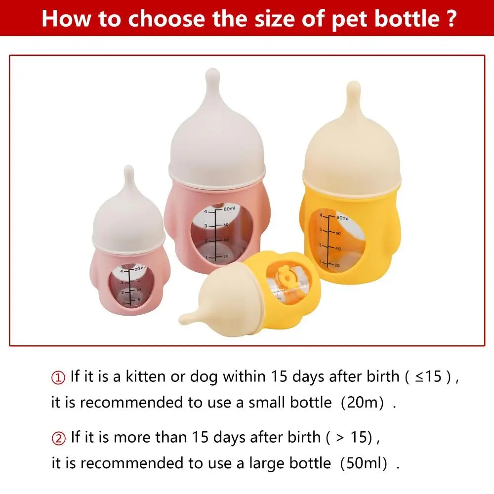 Silicone Pet Feeding Bottle – Anti-Slip Puppy & Kitten Bottle with Anti-Choke Valve