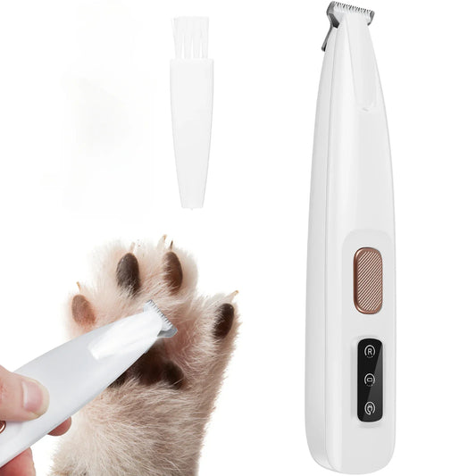 Waterproof Dog Paw Trimmer with LED Light – Pet Hair Clipper with LED Display