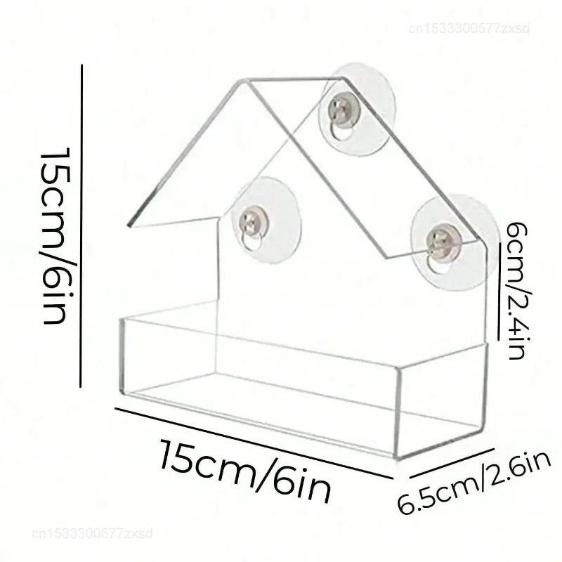 Acrylic Window Bird Feeder – Clear Hanging Feeder with Suction Cup for Outdoor Garden
