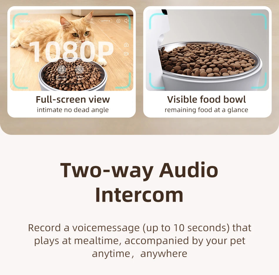 Smart Automatic Cat & Dog Feeder with 1080P HD Camera – WiFi Controlled