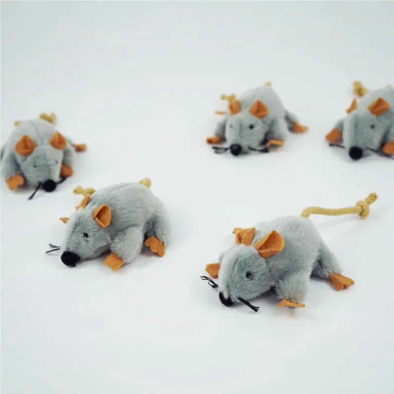 Gray Plush Mouse Cat Toy – Indoor Chew & Play Kitten Toy