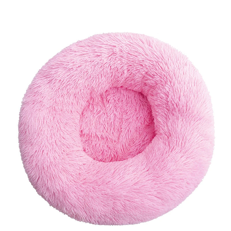 Large Round Pet Bed – Super Soft Plush Dog & Cat House for Winter Sleeping