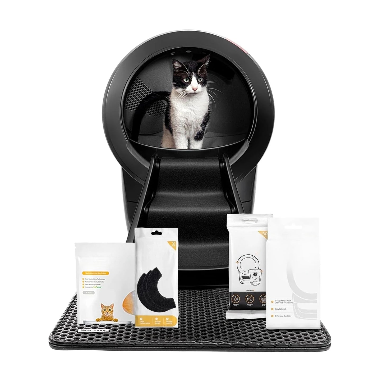 Litter-Robot 4 Bundle – Automatic Self-Cleaning Cat Litter Box (Black)