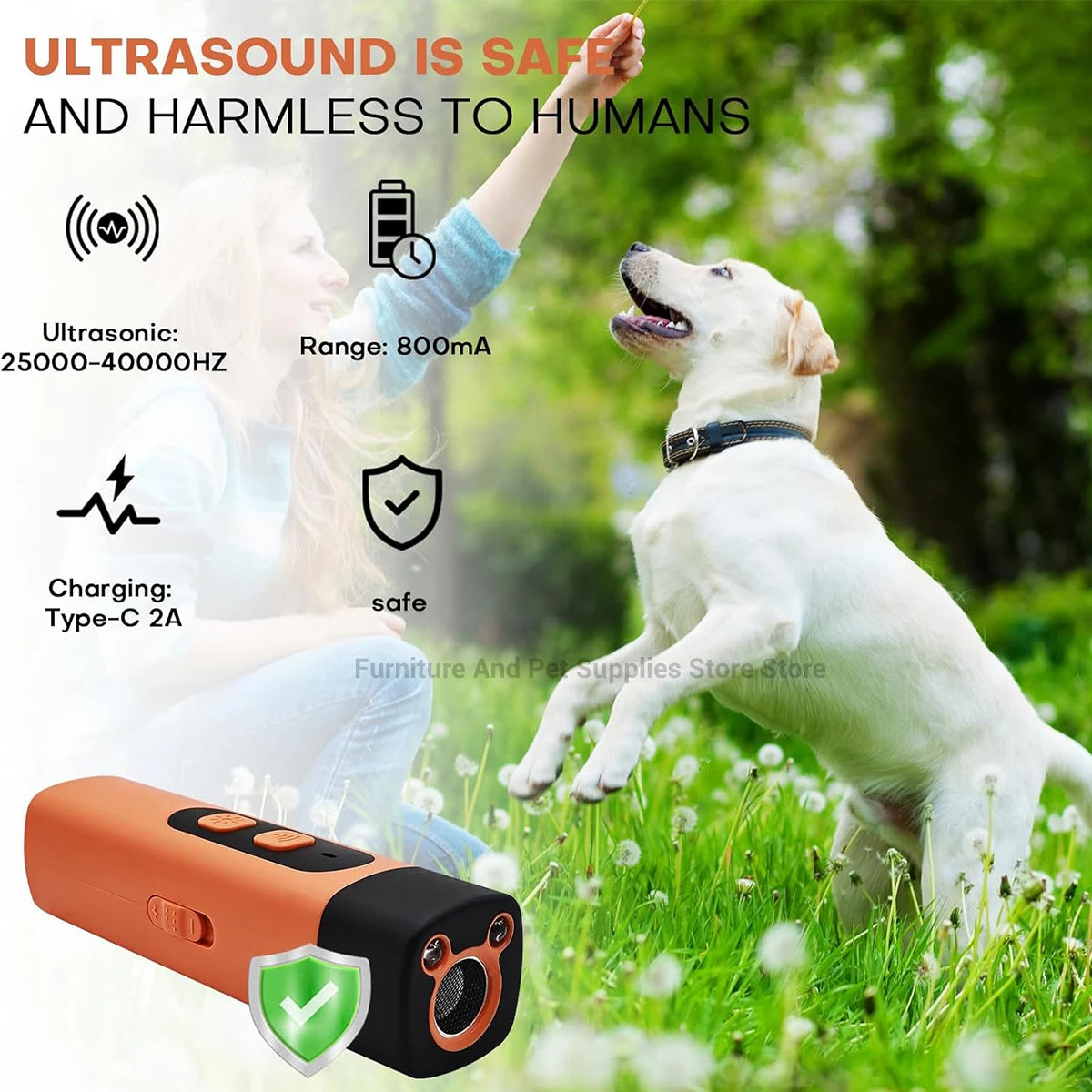 Rechargeable Ultrasonic Anti-Bark Device – Dog Training & Deterrent with LED Light