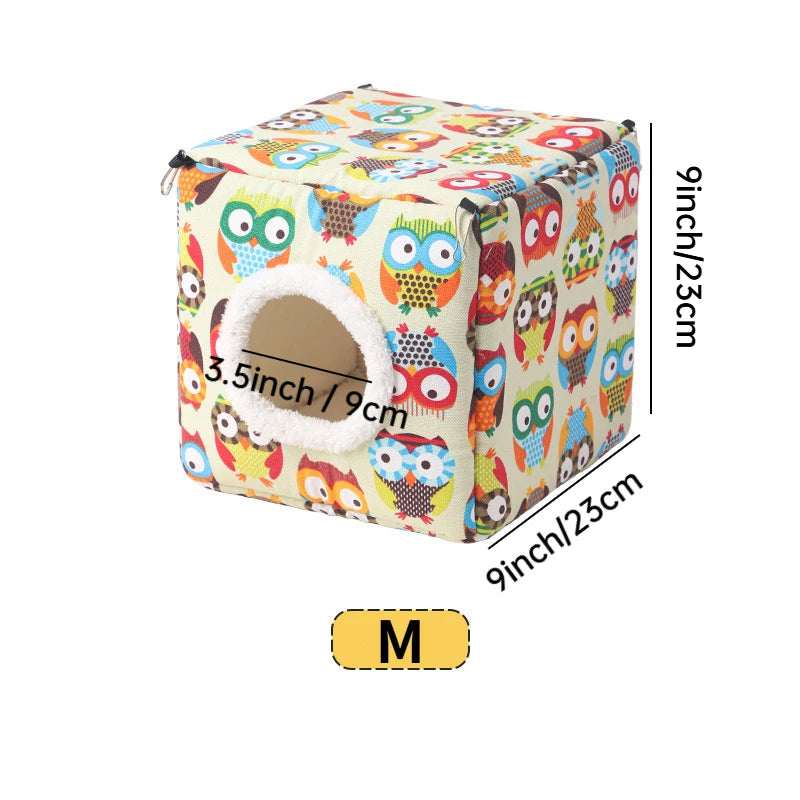 Winter Bird Bed – Arctic Velvet Warm Mat with Stable Hooks for Cages & Windows