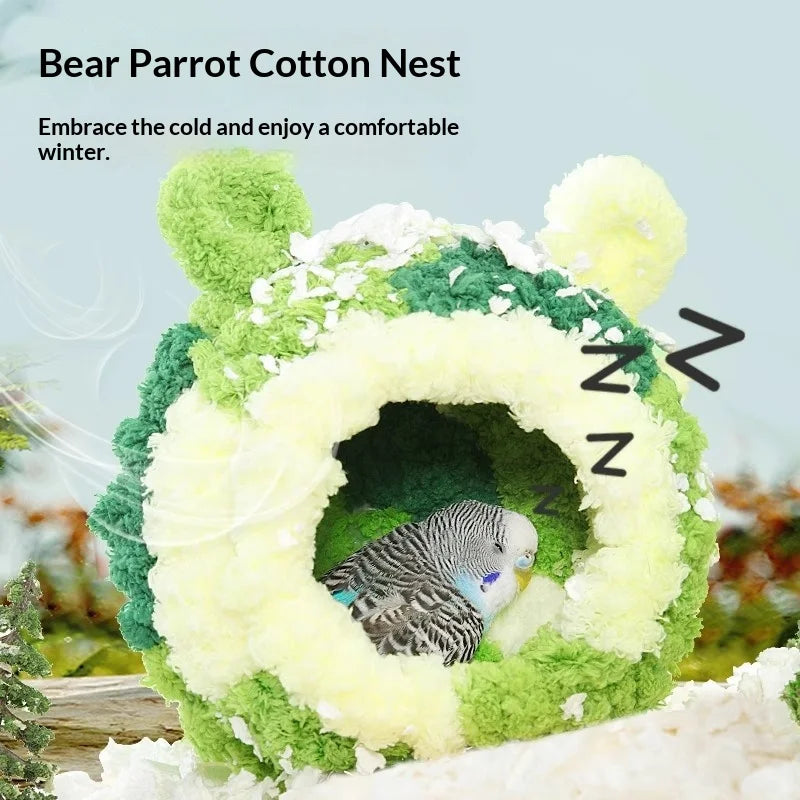 Winter Heated Bird House – Warm Cotton Snuggle Hut for Parakeets & Cockatiels