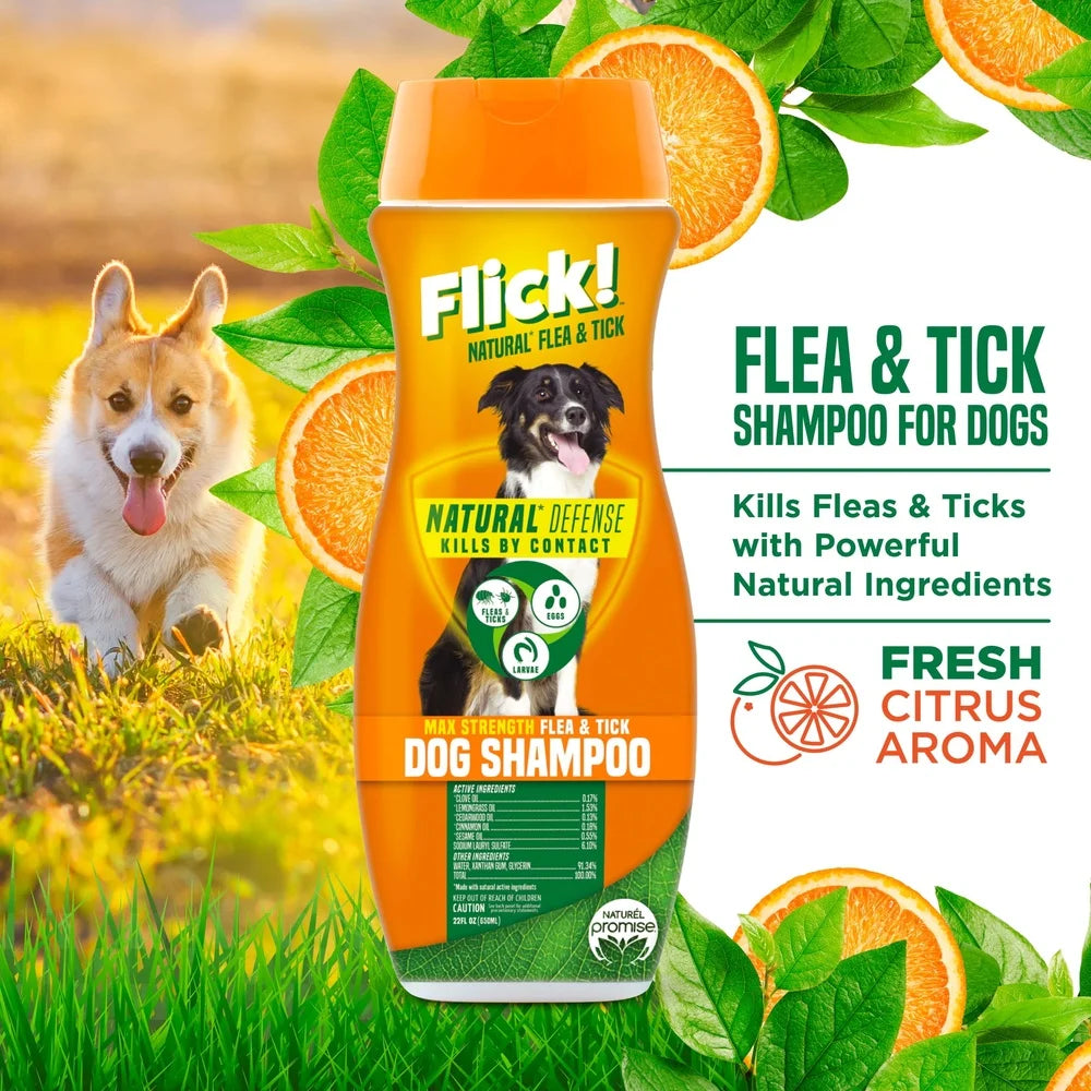 Natural Flea & Tick Dog Shampoo – Max Strength, Essential Oils, Soap-Free, Repels Fleas, Ticks & Mosquitoes