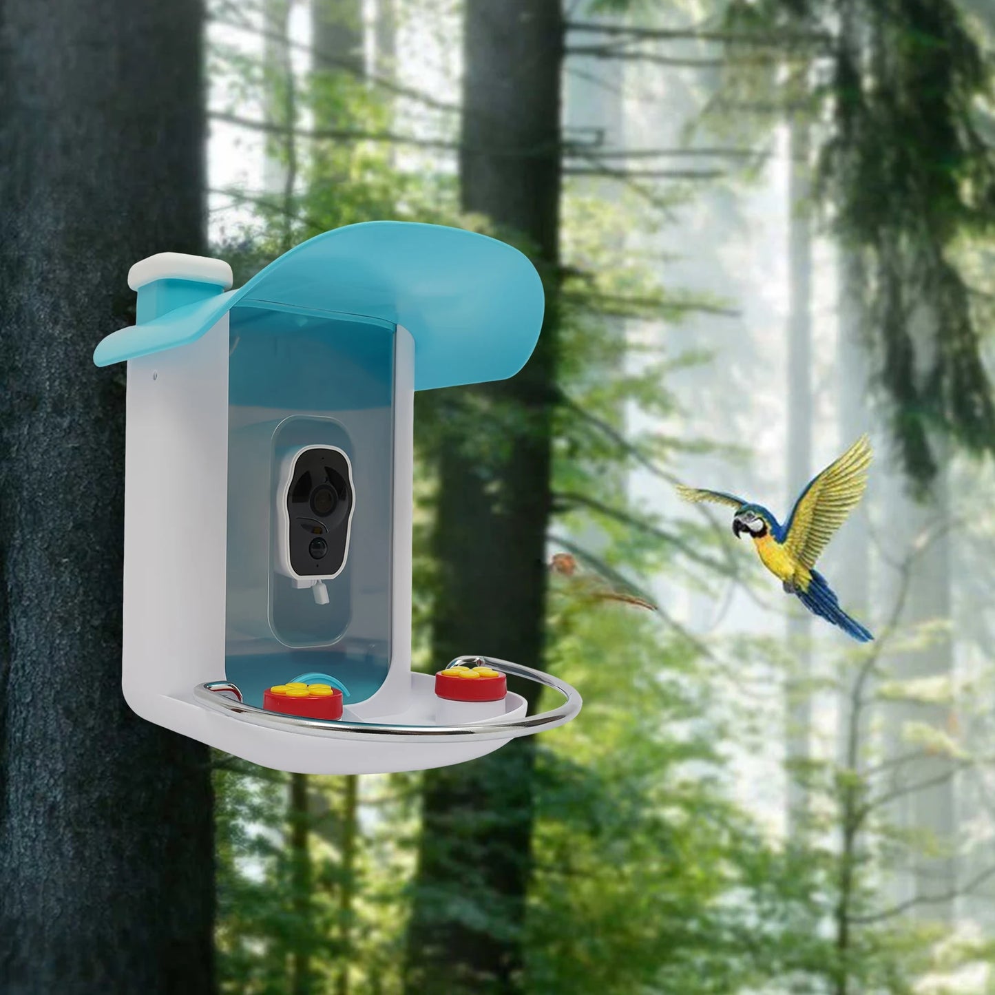 Smart Bird Feeder with Camera – Solar Powered WiFi Feeder, Night Vision, IP65 Waterproof, 2.27 Qt