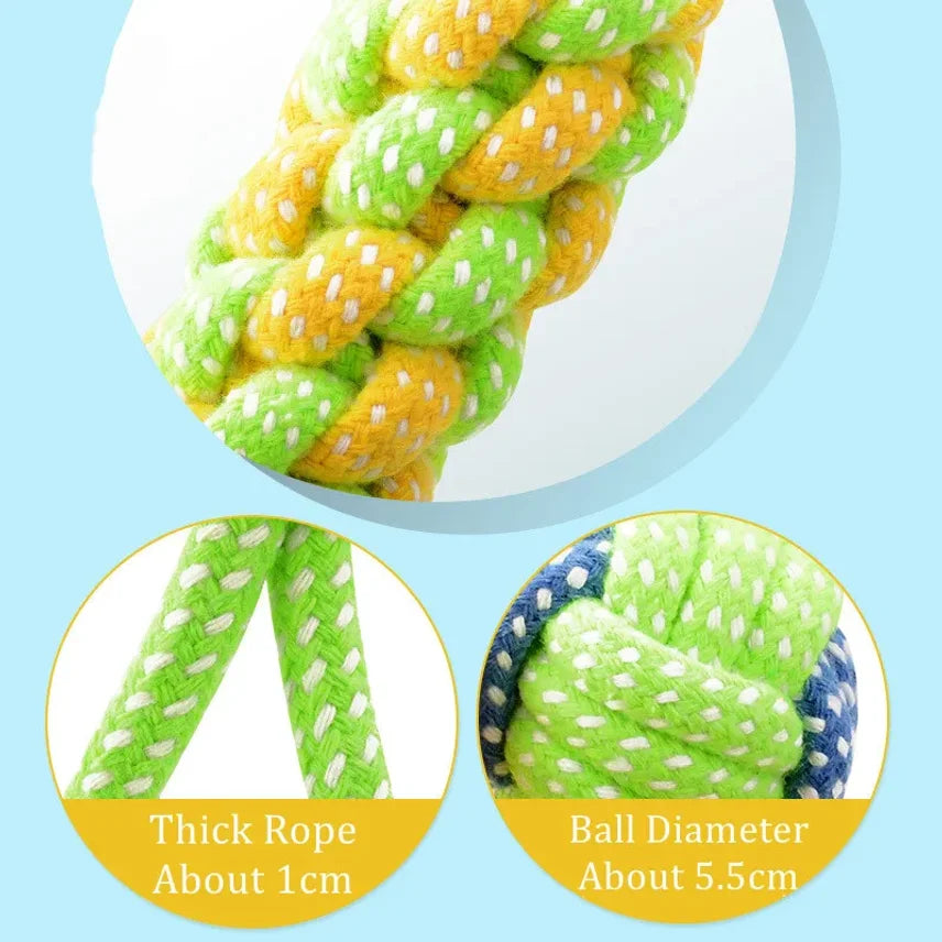 Interactive Cotton Rope Dog Toy – Chew Ball & Toothbrush for Puppies and Large Dogs