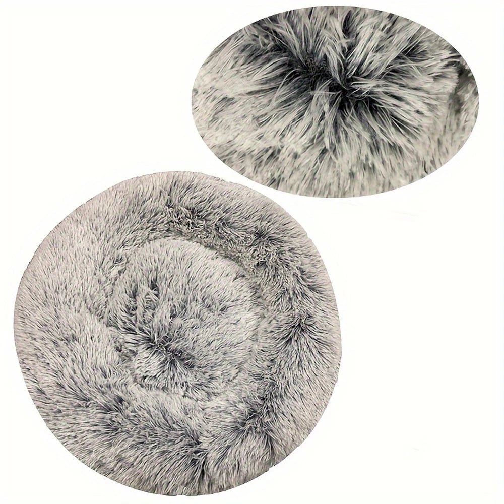 Washable Round Dog & Cat Bed – Cozy Winter Plush Basket for All Sizes