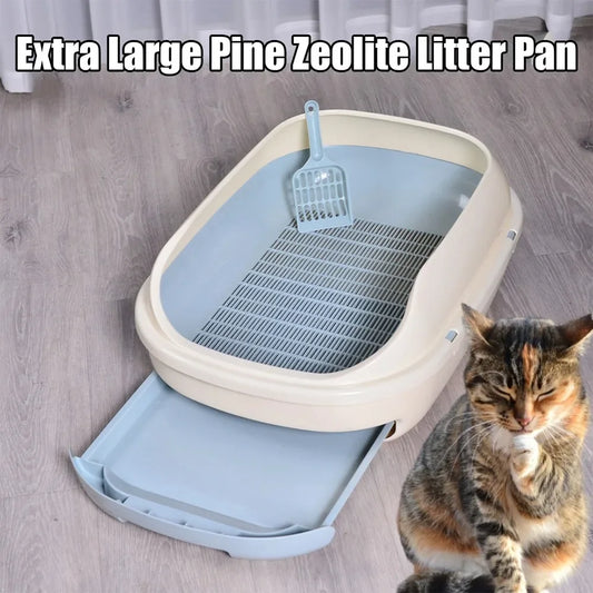 Double Cat Litter Pan – XL, Splash-Proof, Easy Clean