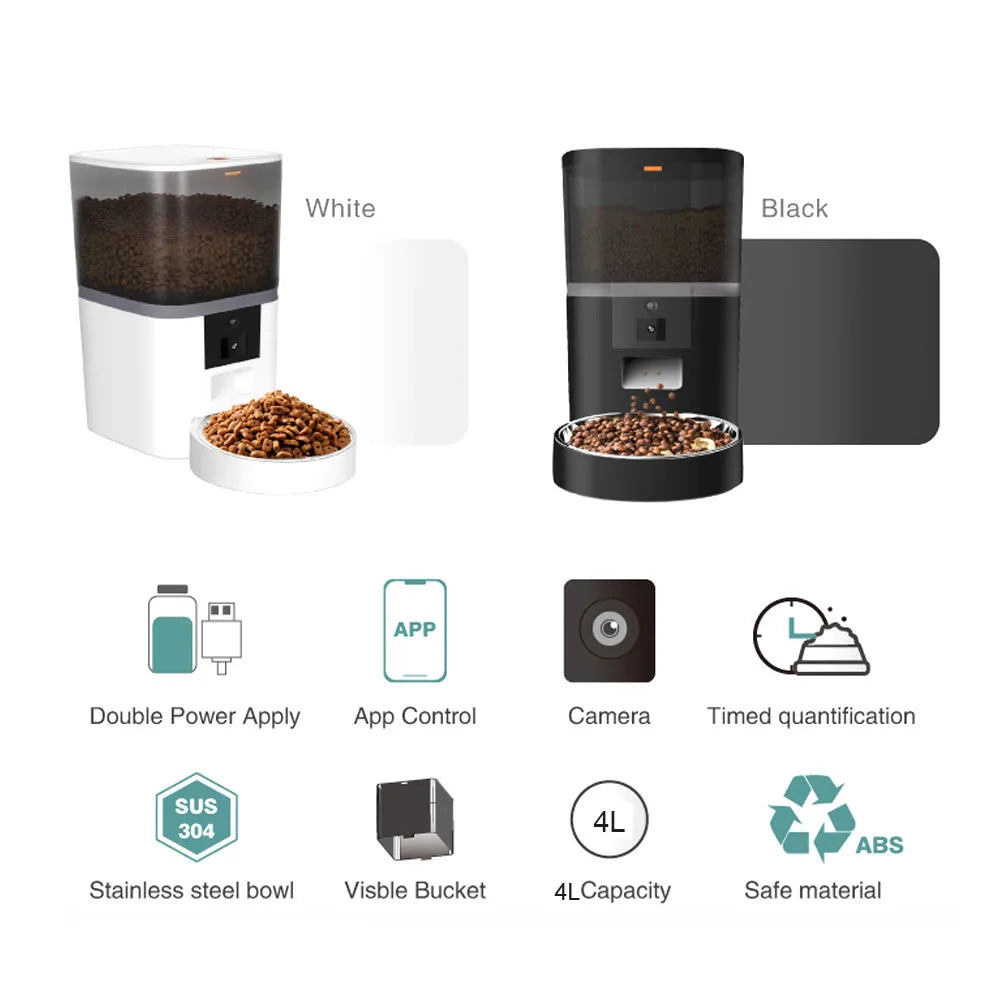 4L Smart Automatic Pet Feeder with Camera – App Controlled Cat & Dog Feeder