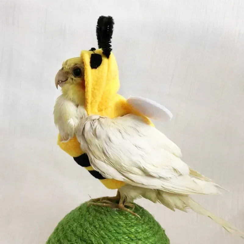 Bee-Shaped Bird Costume – Winter Warm Flying Suit & Hooded Hat for Parrots