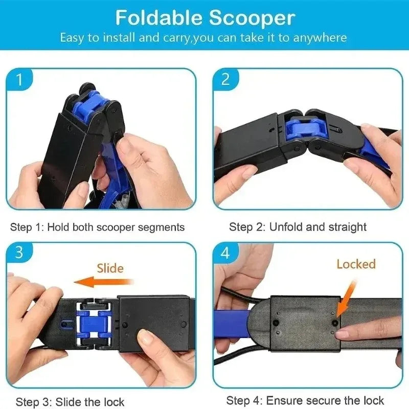 Long Handle Poop Scooper – Folding Waste Cleanup Tool for Dogs