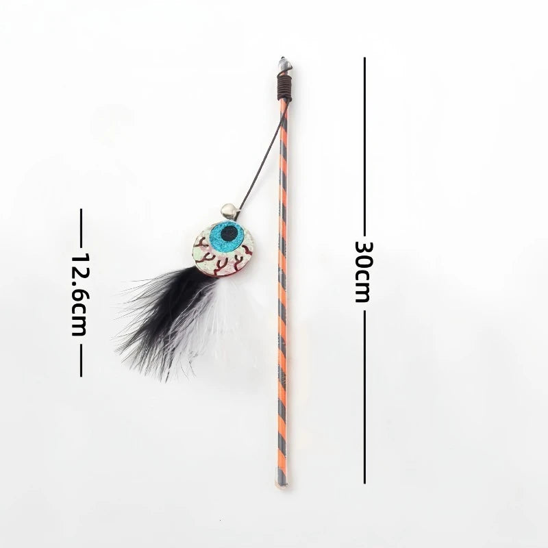 Pumpkin Ghost Cat Teaser Wand