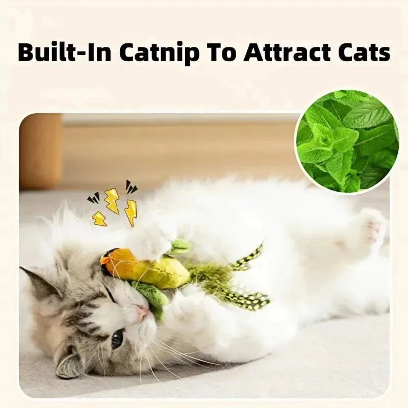 Interactive Cat Toy with Bird Sound & Elastic Rope