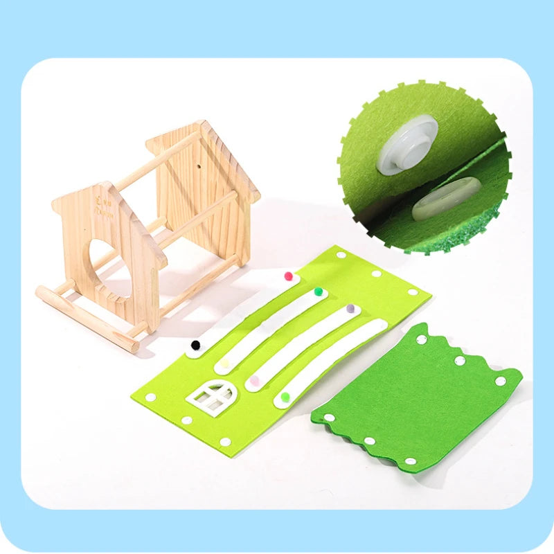 Winter Felt Wood Parakeet Nest Box – Colorful Bird House for Lovebirds & Cockatiels