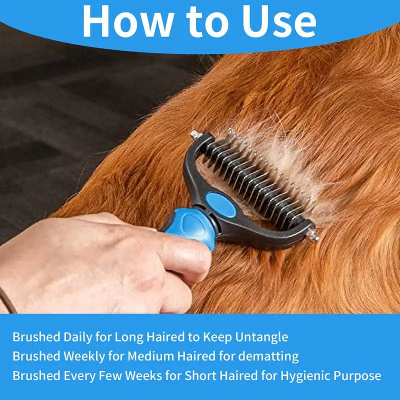 Stainless Pet Grooming Brush – Deshedding, Fur Removal & Knot Cutter for Dogs & Cats