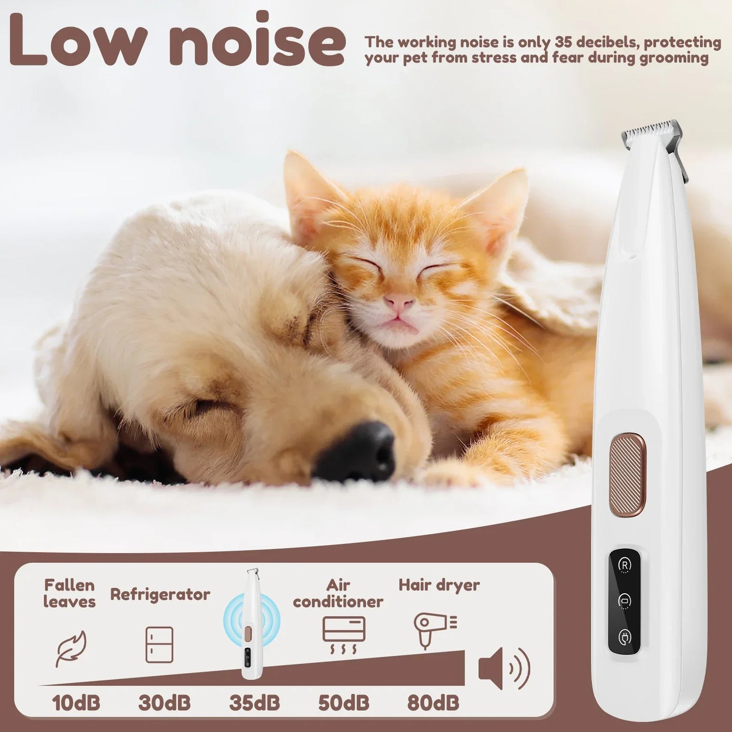 Waterproof Dog Paw Trimmer with LED Light – Pet Hair Clipper with LED Display