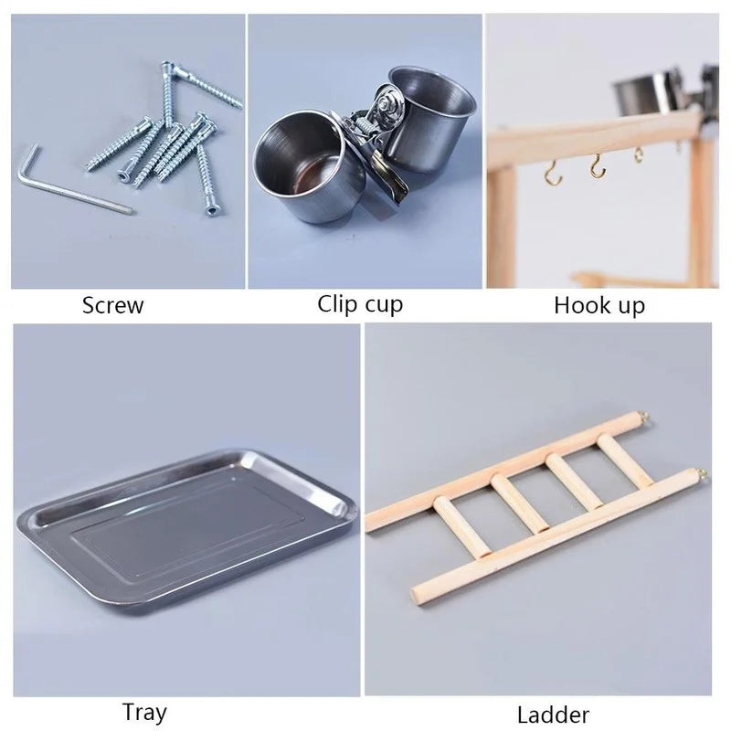 Bird Toy Activity Center – Cage Stand with Perch, Ladder, Hammock & Feeder