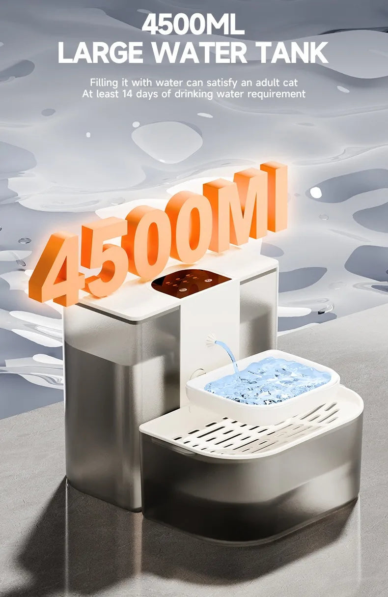 "Smart Wireless Cat Water Fountain 4.5L – Silent & Rechargeable"