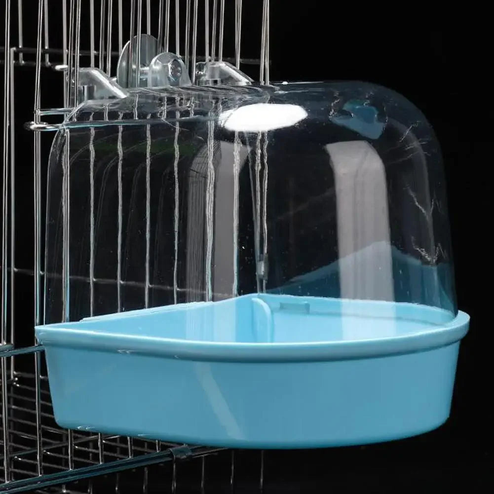 Clear Hanging Bird Bath – Cage Accessory for Parakeets, Canaries & Cockatiels