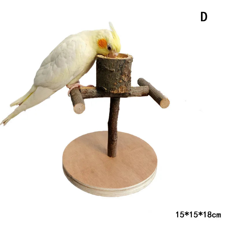 Solid Wood Parrot Stand – Interactive Training & Playground Pole for Birds