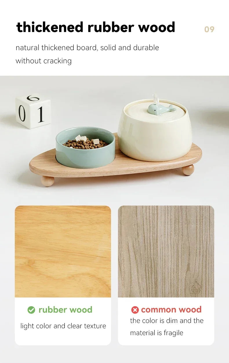 "Ceramic Cat Water Fountain 1.3L – USB Rechargeable & Filtered"