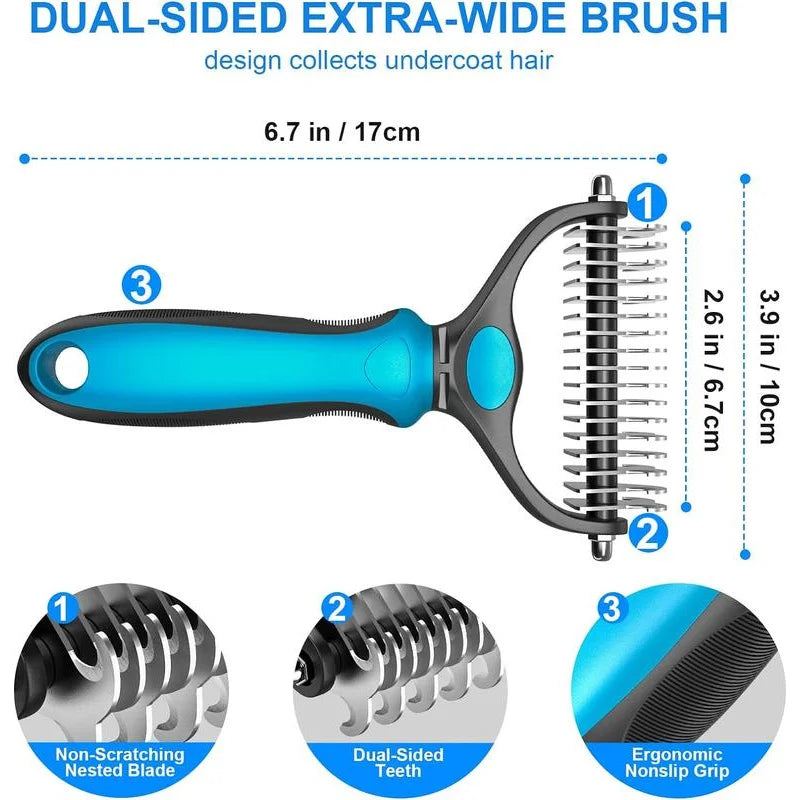 Stainless Pet Grooming Brush – Deshedding, Fur Removal & Knot Cutter for Dogs & Cats