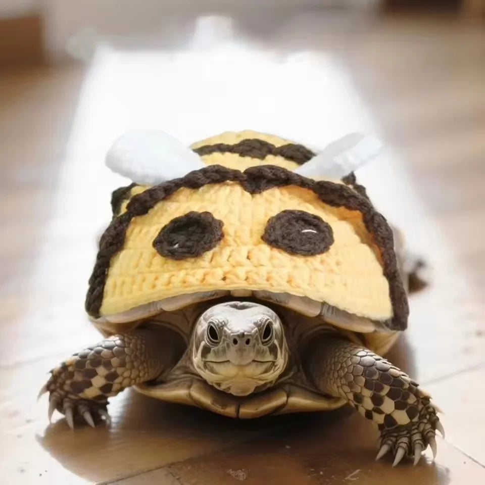 Handmade Turtle Sweater – Adjustable Warm Knitted Bee Costume for Tortoises