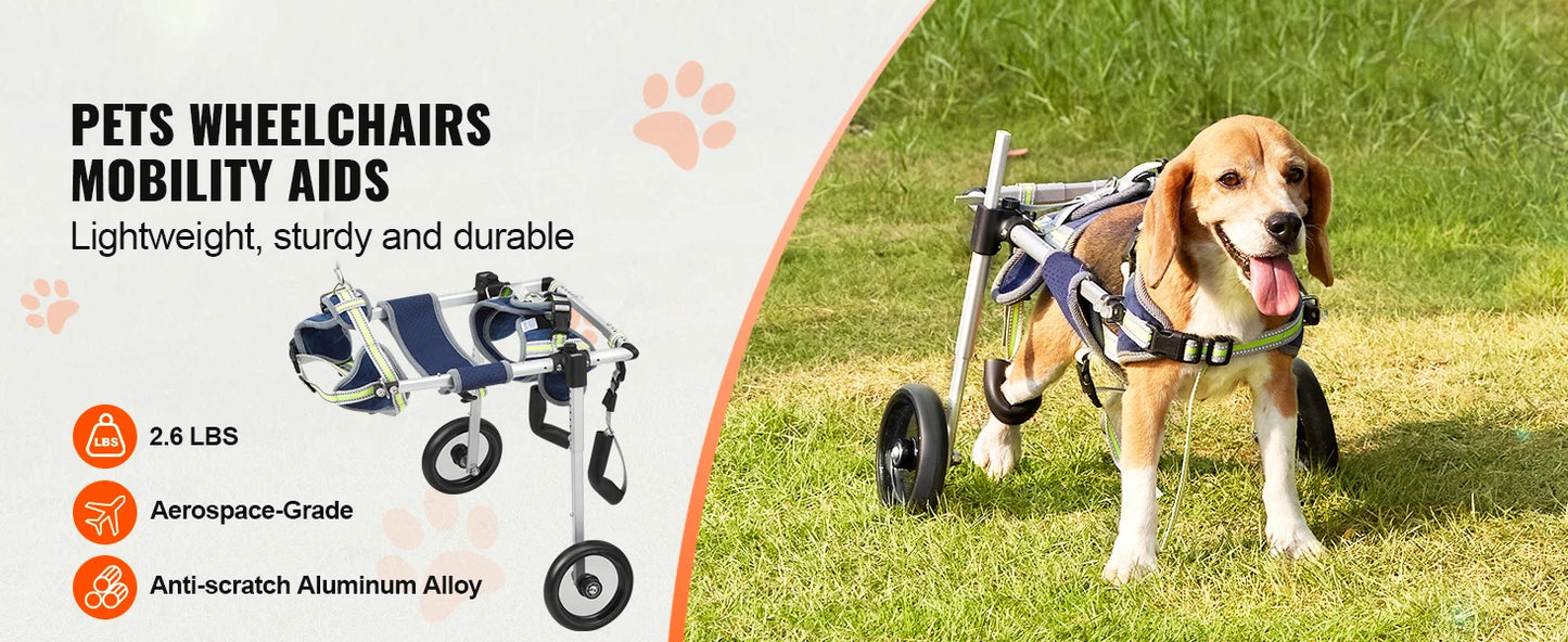 SucceBuy 2 Wheels Dog Wheelchair for Back Legs Pet Wheelchair Dog Cart/Wheelchair for Disabled Paralysis Hind Limb Weak Pet