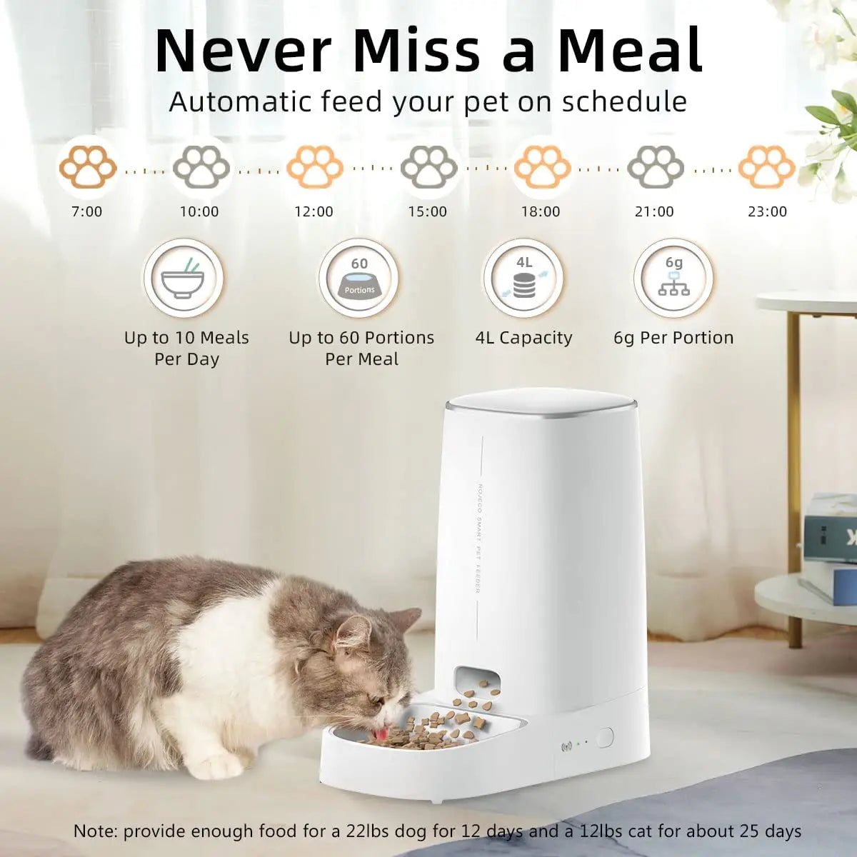 WiFi Smart Pet Feeder – Automatic Kibble Dispenser for Cats & Dogs
