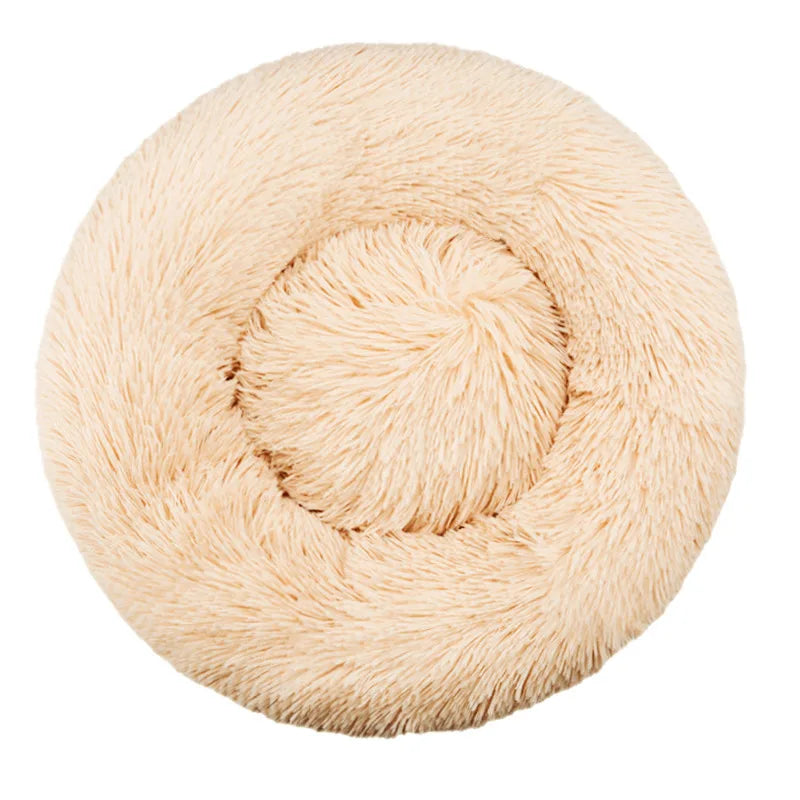 Washable Round Dog & Cat Bed – Cozy Winter Plush Basket for All Sizes