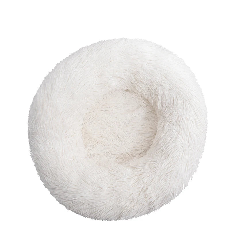 Large Round Pet Bed – Super Soft Plush Dog & Cat House for Winter Sleeping
