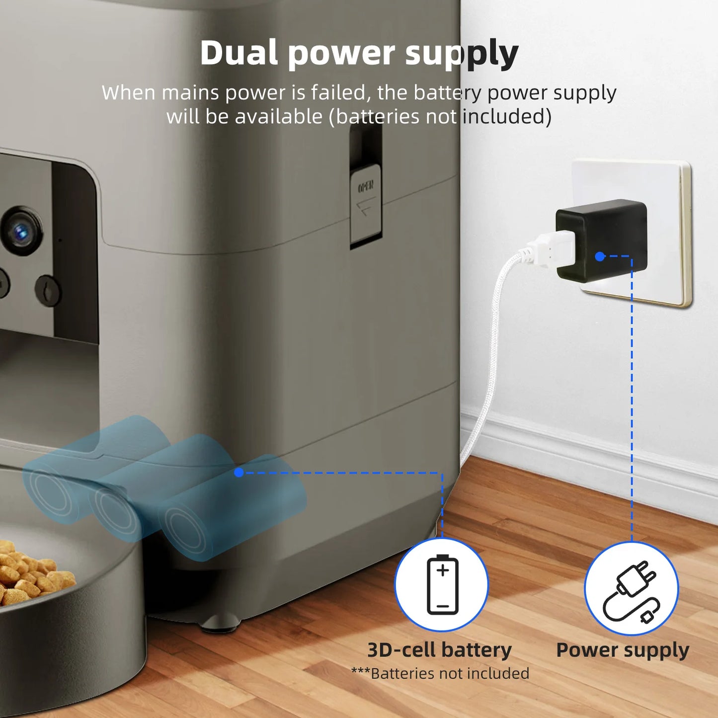 Smart Automatic Pet Feeder with Camera – App Controlled Cat & Dog Feeder