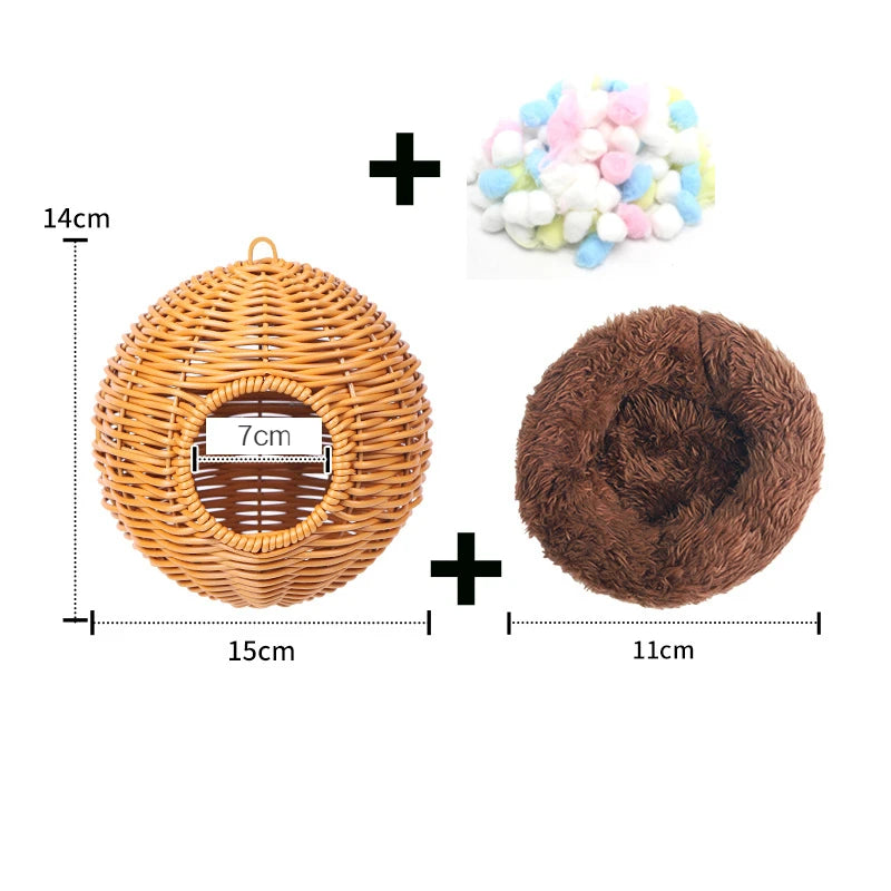 Handwoven Grass Bird Nest – Fake Grass Cage House for Parrots & Small Birds