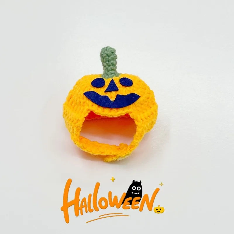 Handmade Halloween Pet Collar – Knitted Crochet Scarf for Cats & Dogs Pumpkin Design