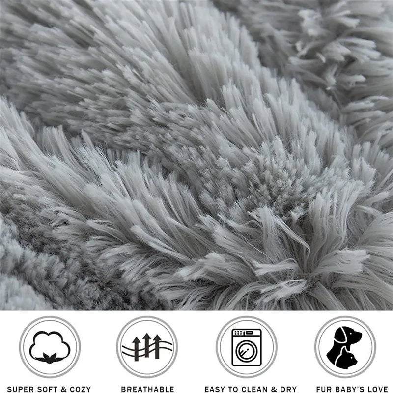 Large Round Pet Bed – Super Soft Plush Dog & Cat House for Winter Sleeping