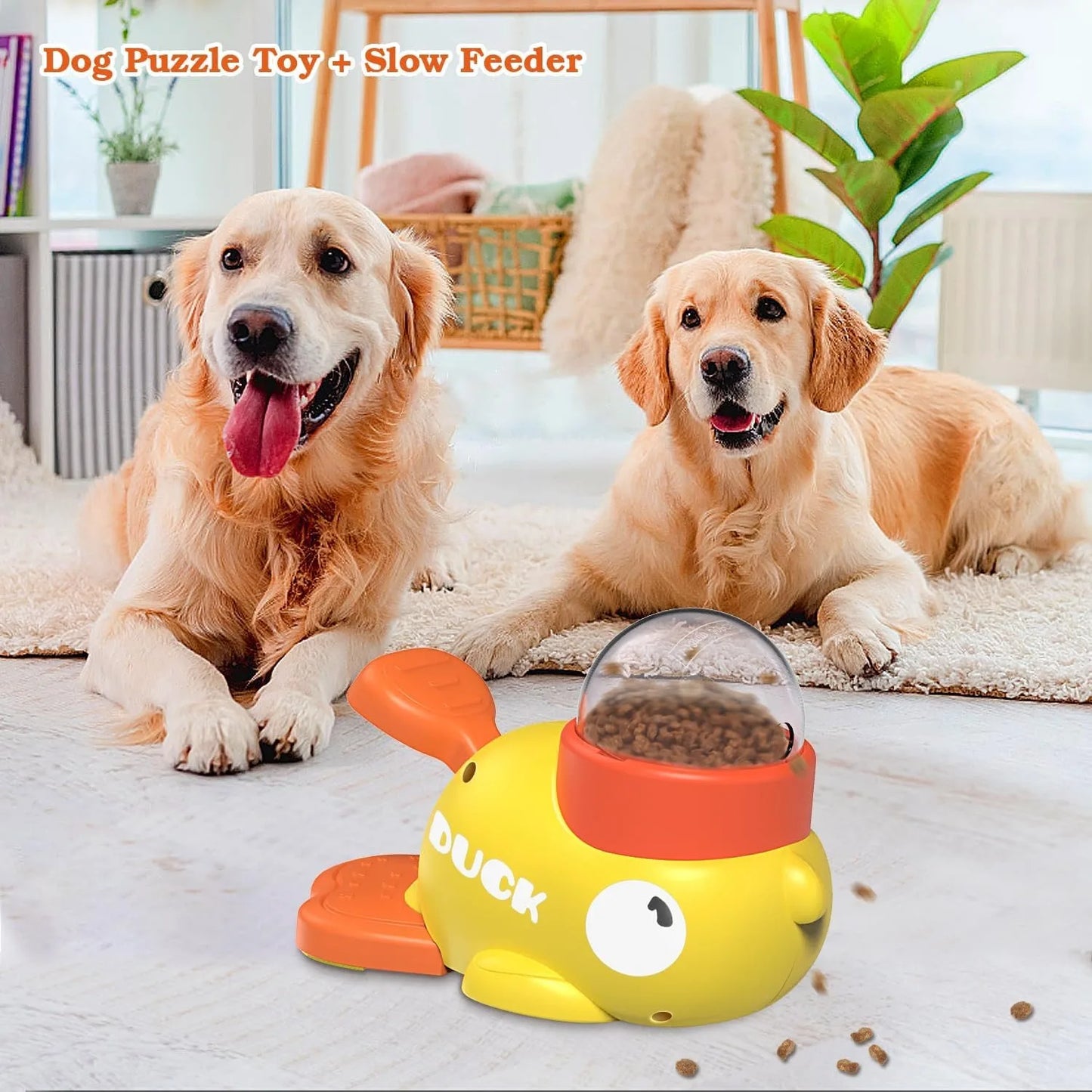 Dog Toys Interactive Treat Dispenser Toy Food Puzzle Slow Feeder Pet Cat Food Leaking Toy Cute Yellow Duck Shape Pet Supplies