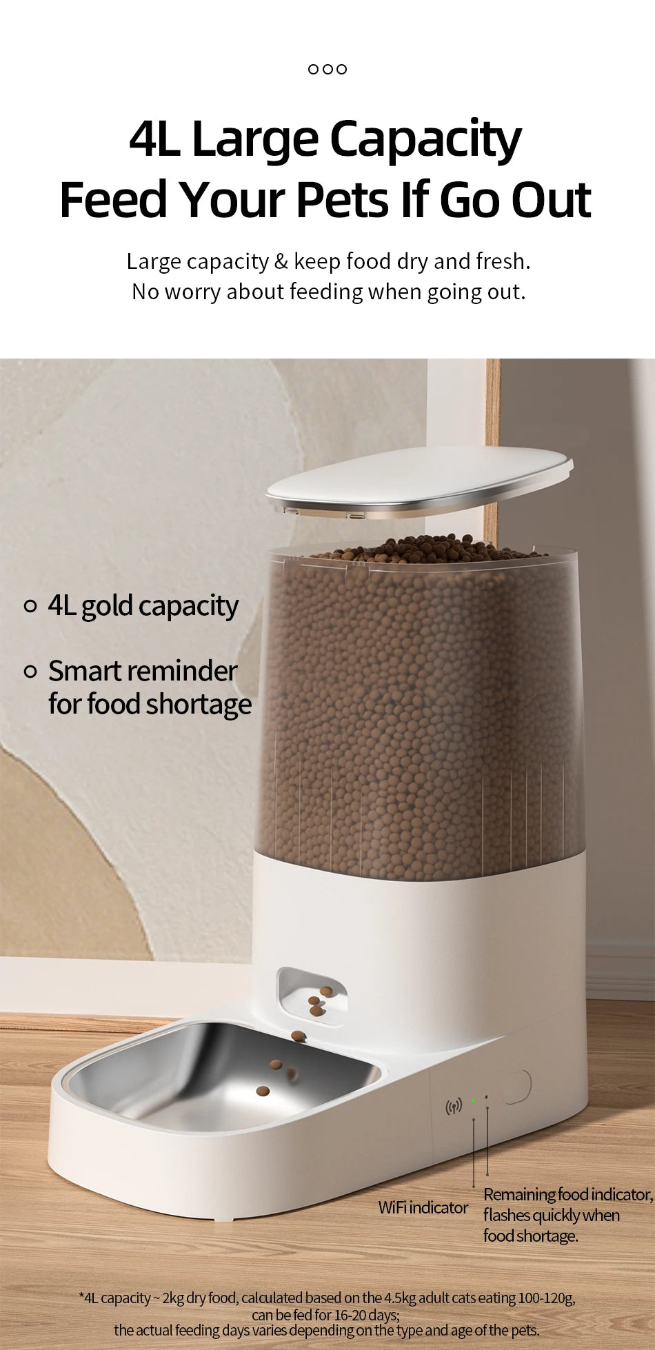 WiFi Smart Pet Feeder – Automatic Kibble Dispenser for Cats & Dogs