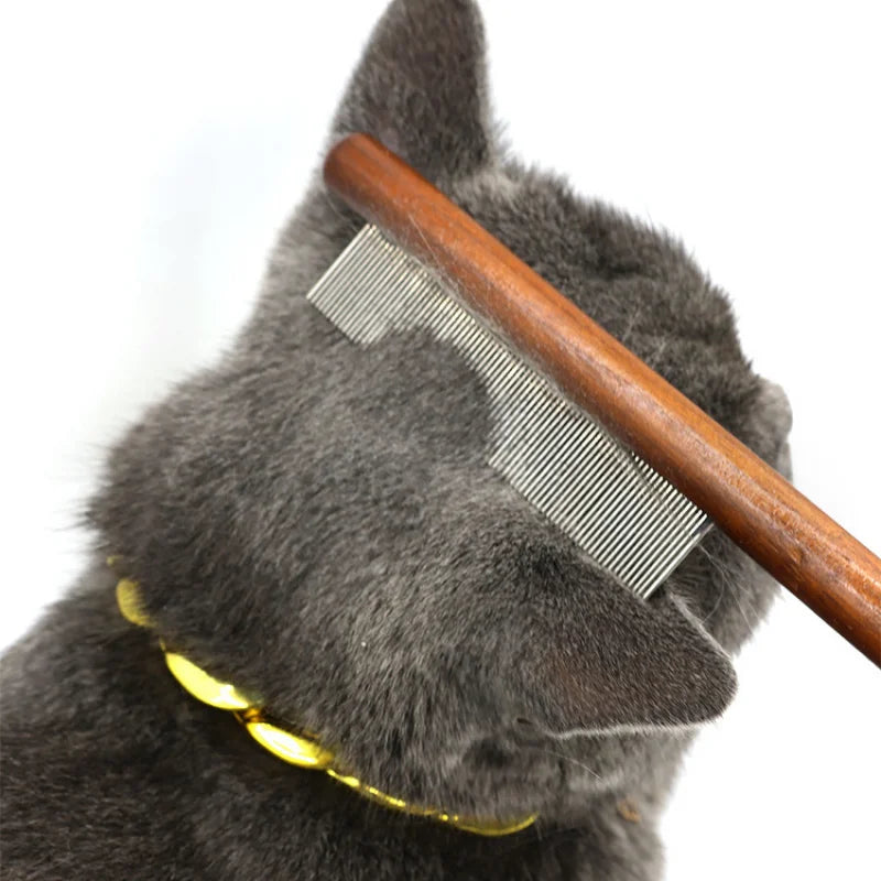 Fine-Tooth Pet Comb – Solid Wood Anti-Static Grooming Tool for Cats & Dogs