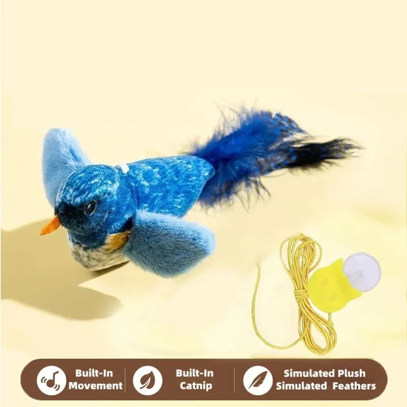 Interactive Cat Toy with Bird Sound & Elastic Rope