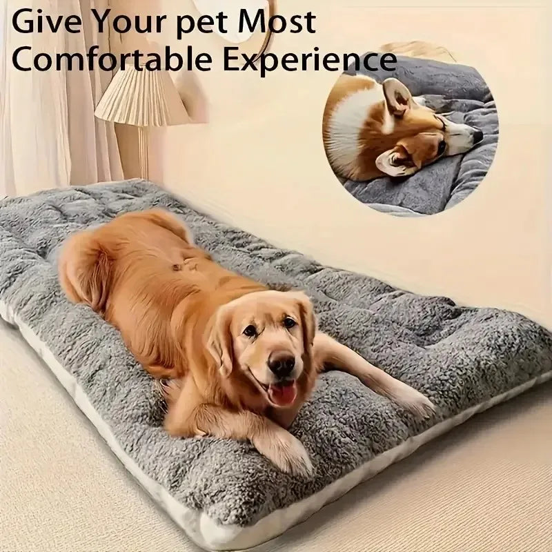 Super Soft Polyester Dog Bed – Thick Plush Sofa & Crate Mat for All Sizes