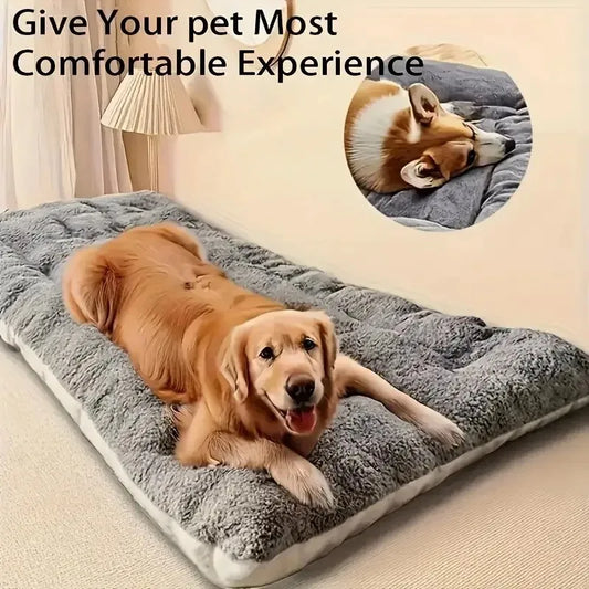 Super Soft Polyester Dog Bed – Thick Plush Sofa & Crate Mat for All Sizes