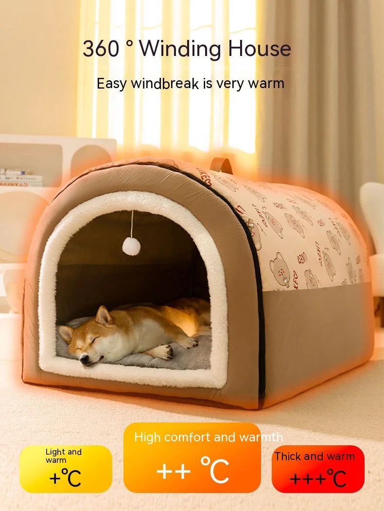 Large Winter Dog House  – Cozy, Removable & Washable Pet Bed