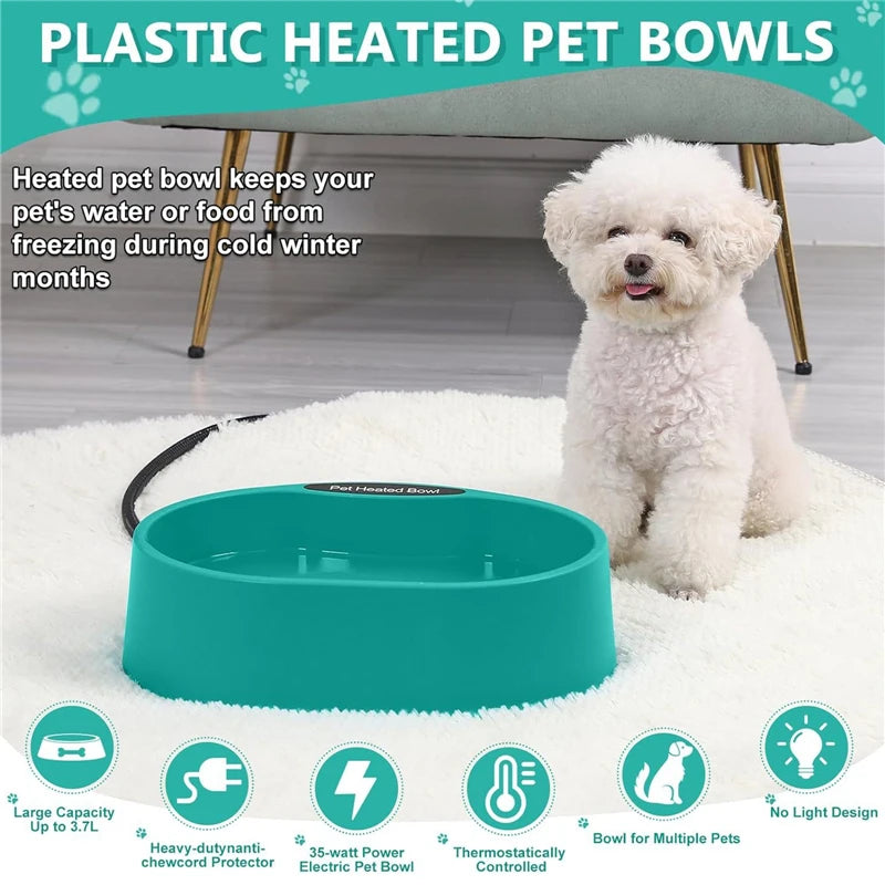 3.7L Automatic Heated Water Bowl – Temperature-Controlled Pet Feeder