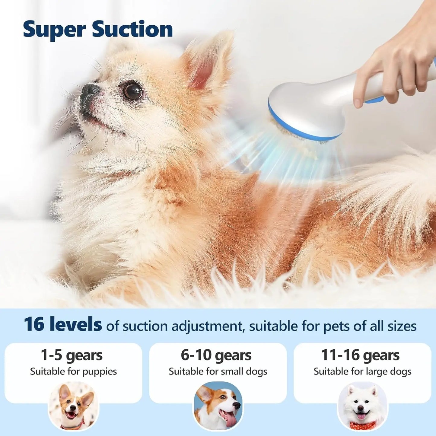 5-in-1 Pet Grooming Vacuum Kit – 2L Dust Cup Hair Remover for Dogs & Cats
