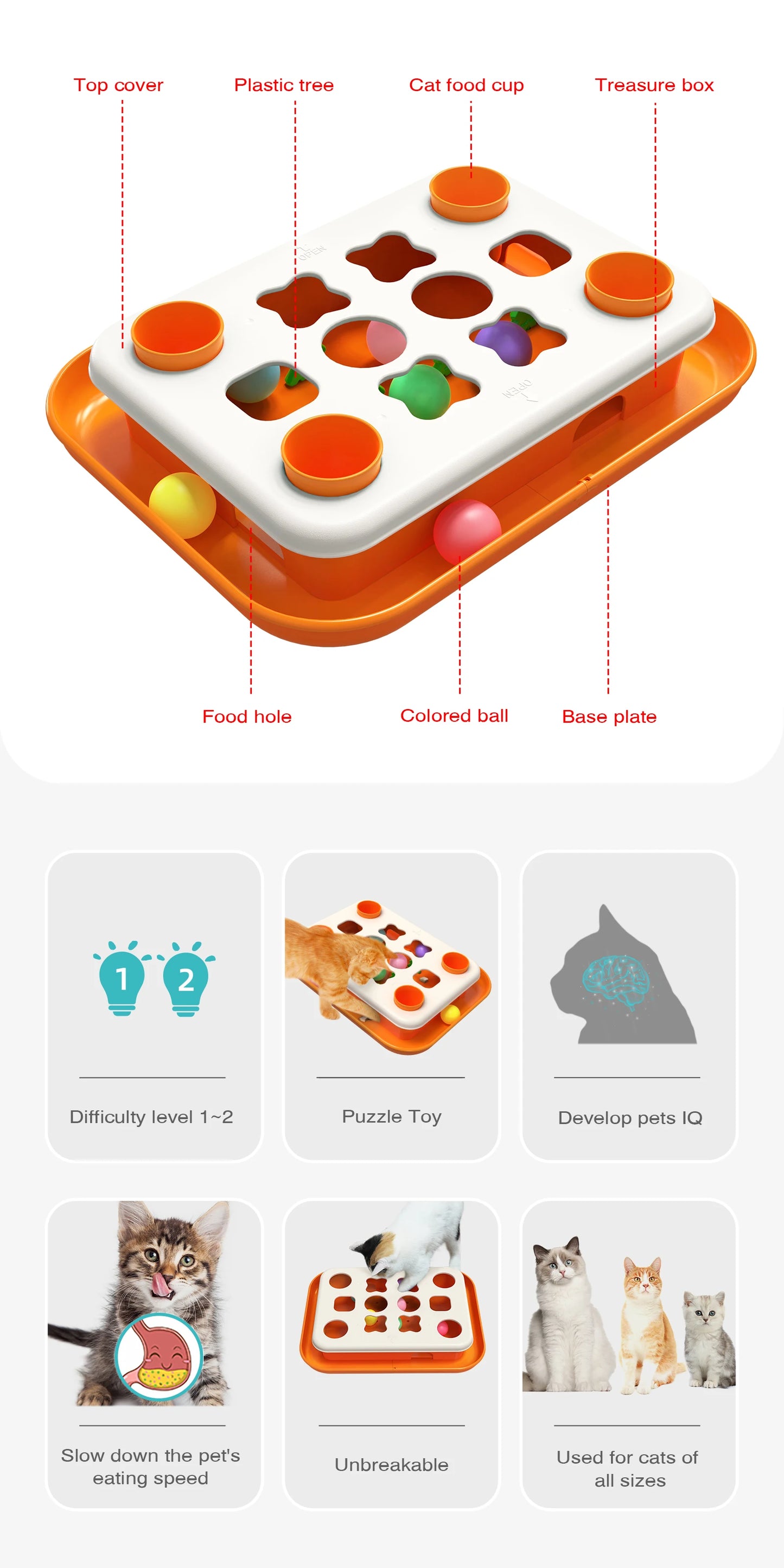 Interactive Cat Puzzle Toy – Slow Feeder, Treat Dispenser & Mental Stimulation