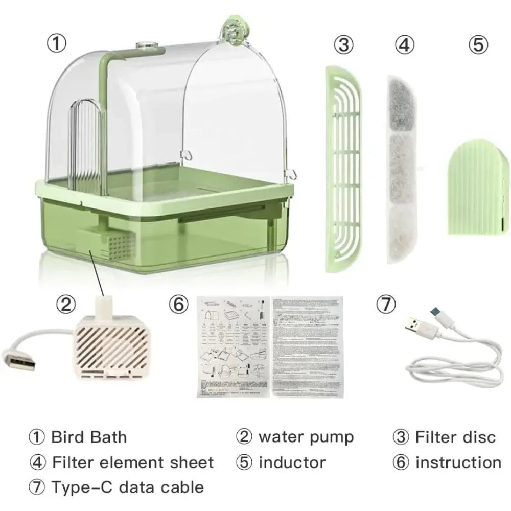 Smart Auto-Sensing Bird Bath – Hanging Circulation Shower for Parakeets & Cages